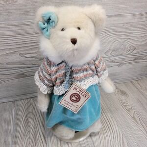Boyds Bear Mackenzie Sparklefrost Jointed Teddy Bear Velvet Dress Sweater Winter